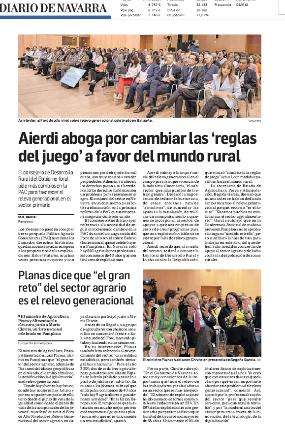 Fotografía del pantallazo de la noticia en la edición impresa de Diario de Navarra