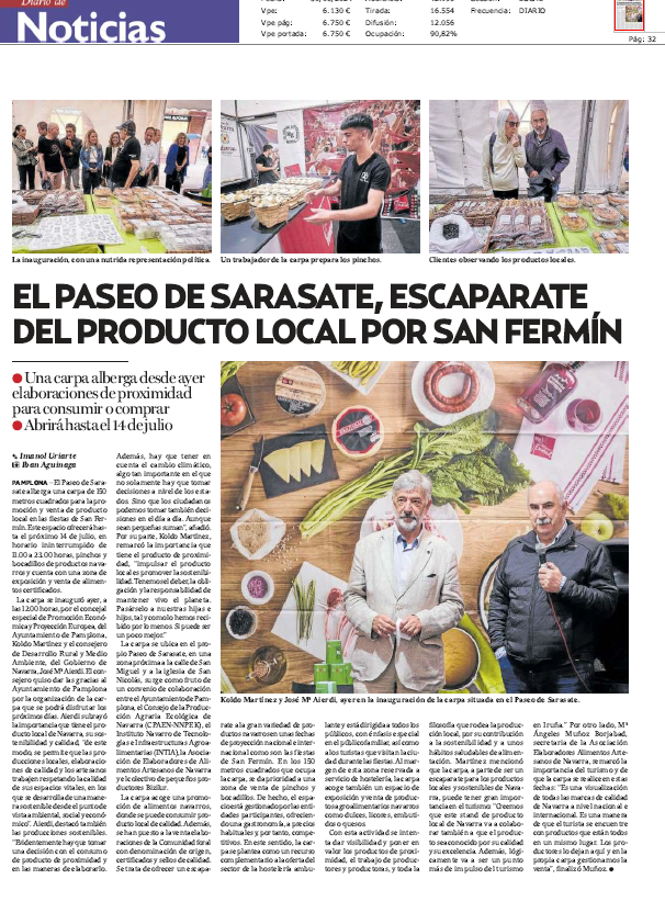 Fotografía del pantallazo de la noticia en la edición impresa del Diario de Noticias