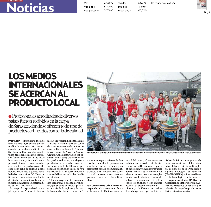 Fotografía del pantallazo de la noticia en la edición impresa del Diario de Noticias