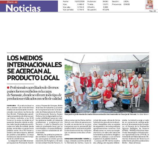 Fotografía del pantallazo de la noticia en la edición impresa del Diario de Noticias