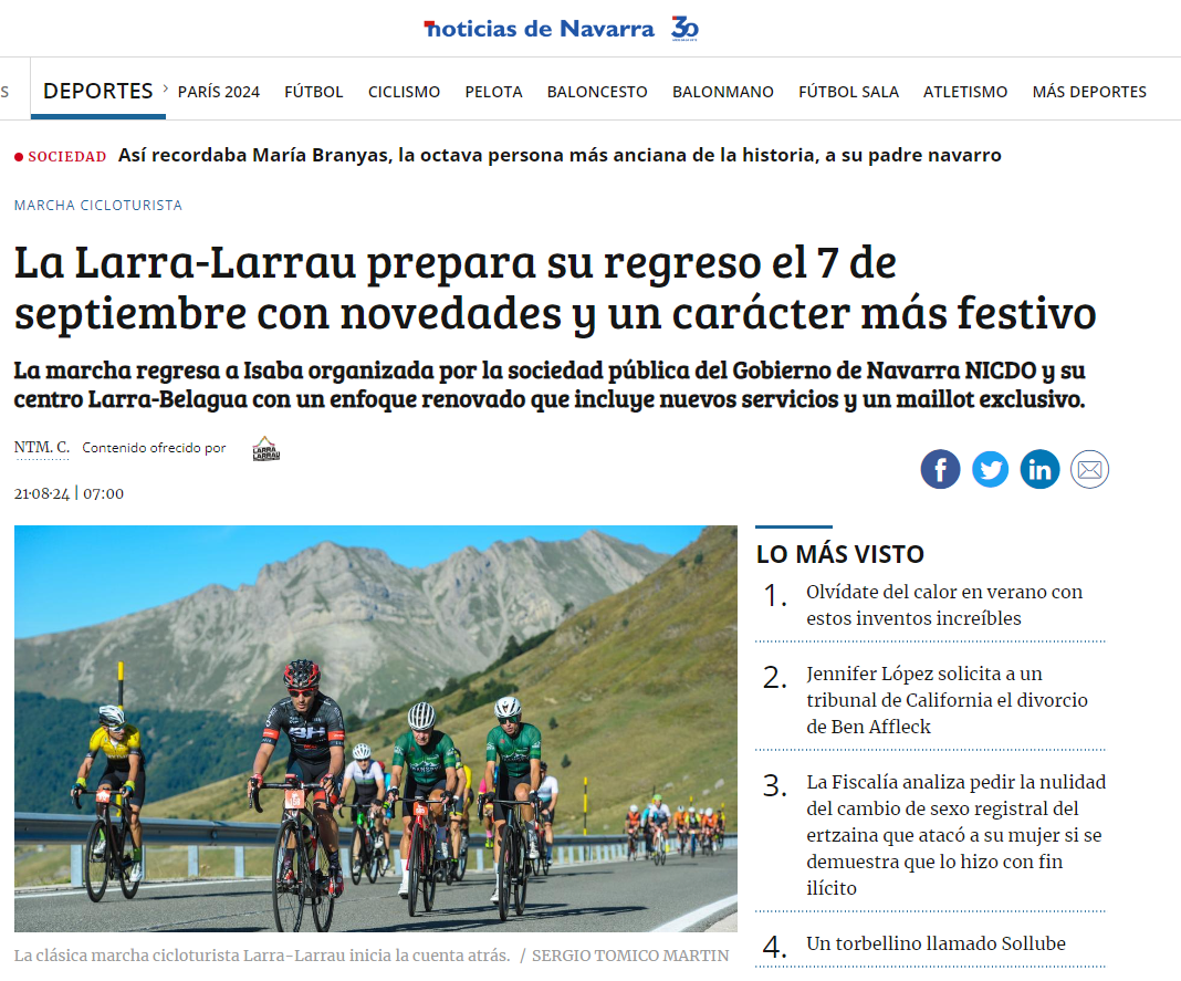 Fotografía del pantallazo de la noticia en la edición digital de Diario de Noticias