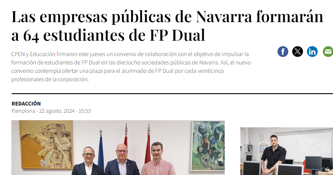 Fotografía del pantallazo de la noticia en la edición digital Navarra Capital