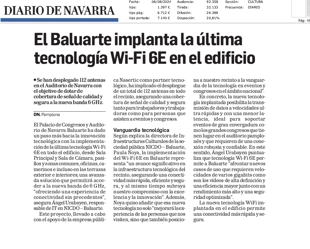 Fotografía del pantallazo de la noticia en la edición impresa de Diario de Navarra