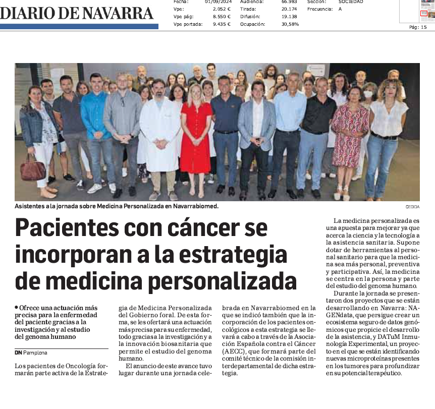 Fotografía del pantallazo de la noticia en la edición impresa de Diario de Navarra