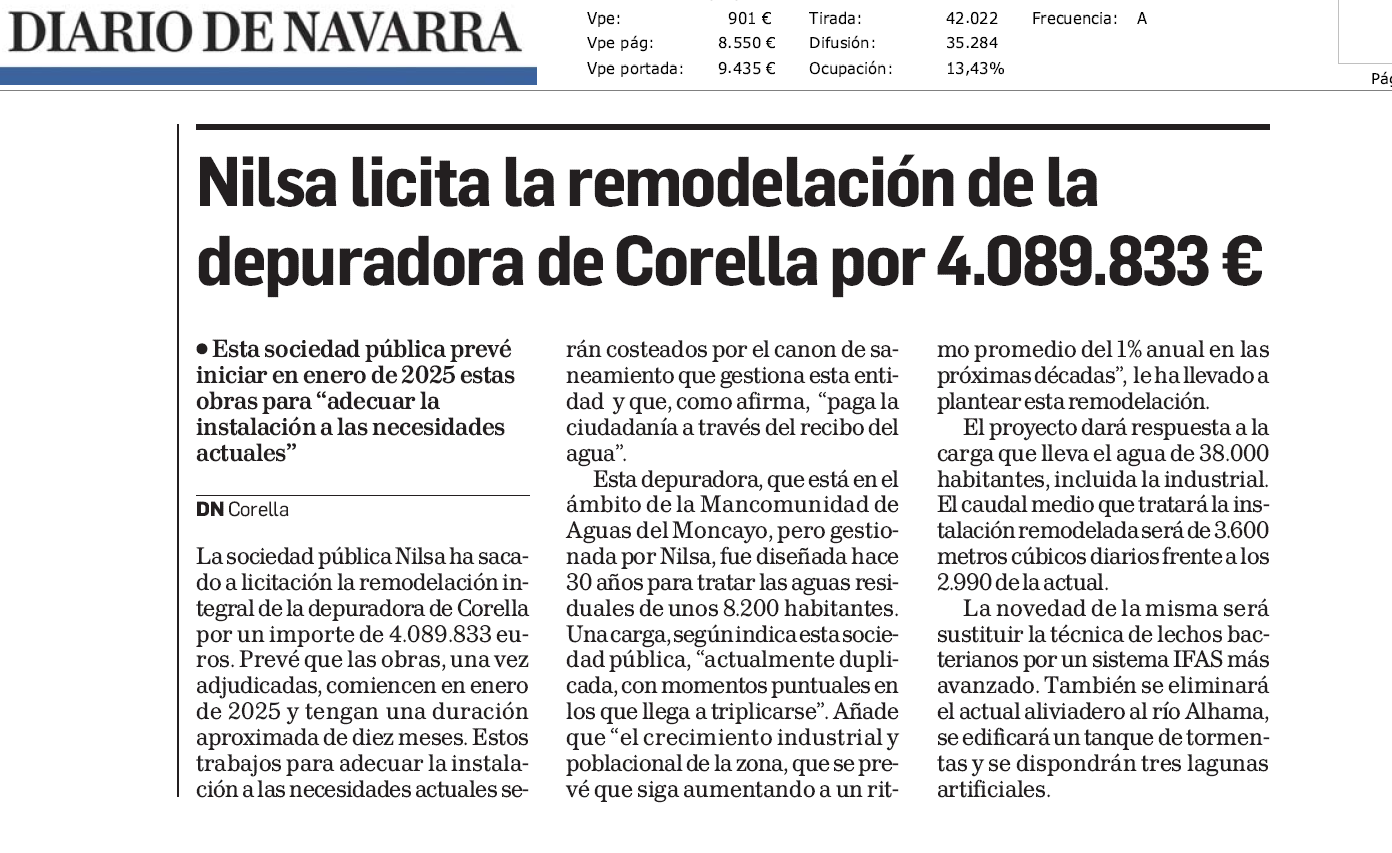 Fotografía del pantallazo de la noticia en la edición impresa de Diario de Navarra