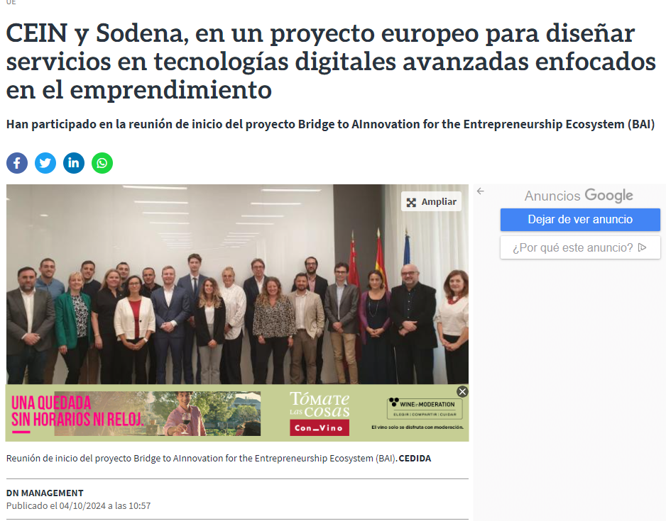 Fotografía del pantallazo de la noticia en la edición online de Diario de Navarra