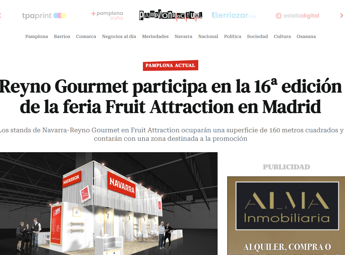 Fotografía del pantallazo de la noticia en la edición online de Pamplona Actual 