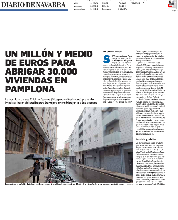 Fotografía del pantallazo de la noticia en la edición impresa de Diario de Navarra