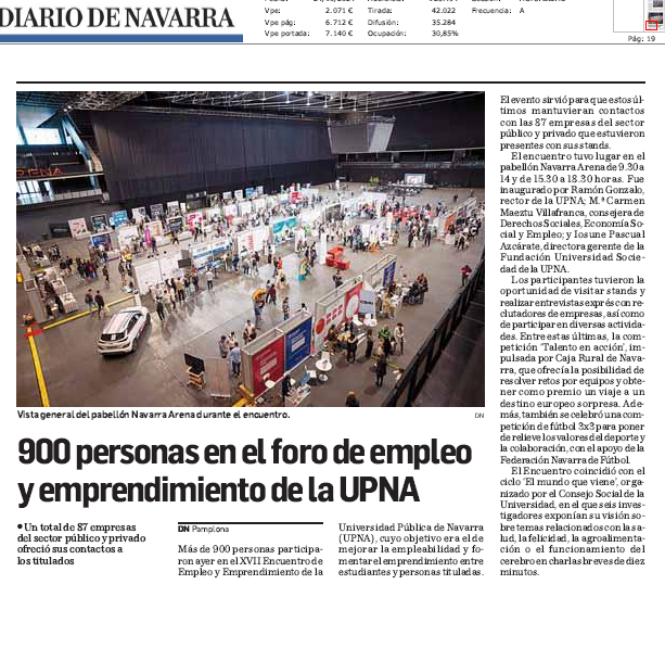 Fotografía del pantallazo de la noticia en la edición impresa de Diario de Navarra