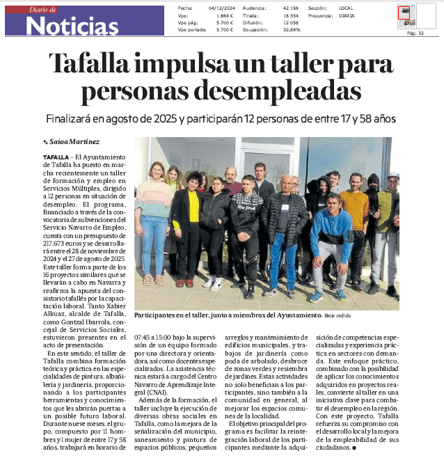 Fotografía del pantallazo de la noticia en la edición impresa de Diario de Noticias