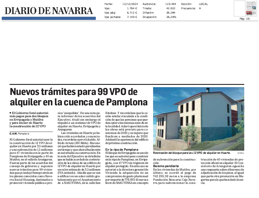 Fotografía del pantallazo de la noticia en la edición impresa de Diario de Navarra