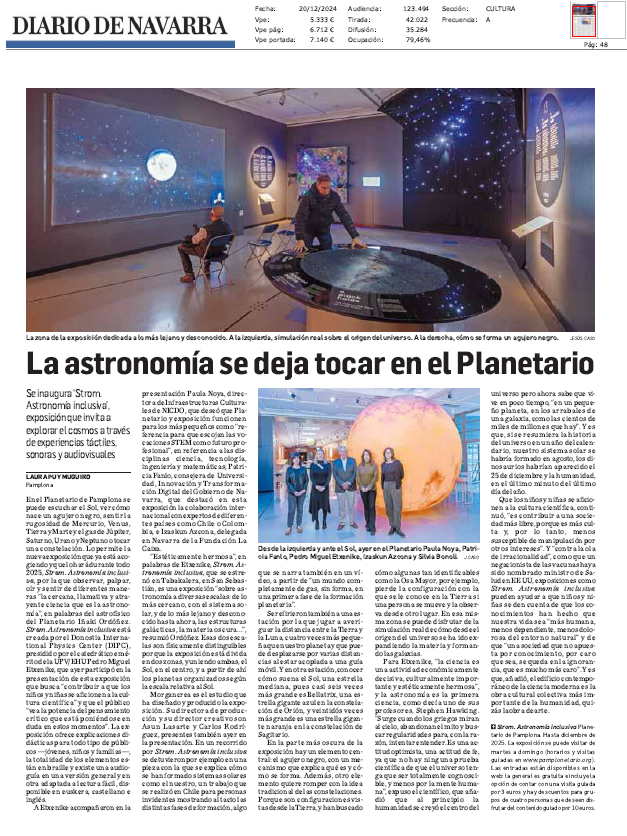 Fotografía del pantallazo de la noticia en la edición impresa de Diario de Navarra