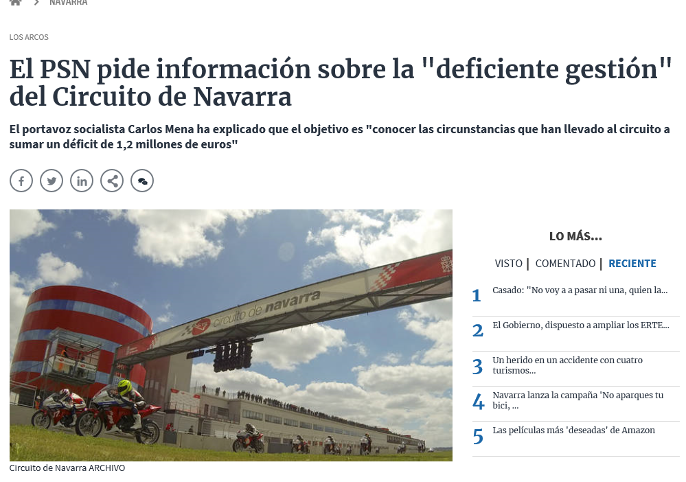 Noticia en edición digital