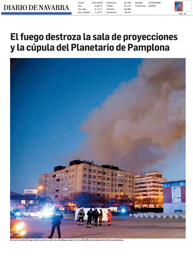 Fotografía del pantallazo de la noticia en la edición impresa de Diario de Navarrarra