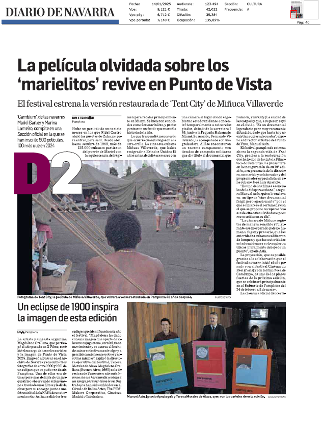Fotografía del pantallazo de la noticia en la edición impresa de Diario de Navarra