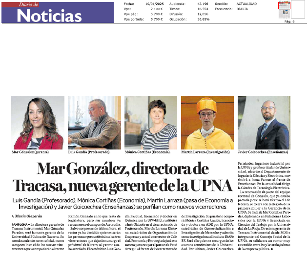 Fotografía del pantallazo de la noticia en la edición impresa de Diario de Noticias 