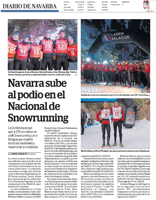 Fotografía del pantallazo de la noticia en la edición impresa de Diario de Navarra