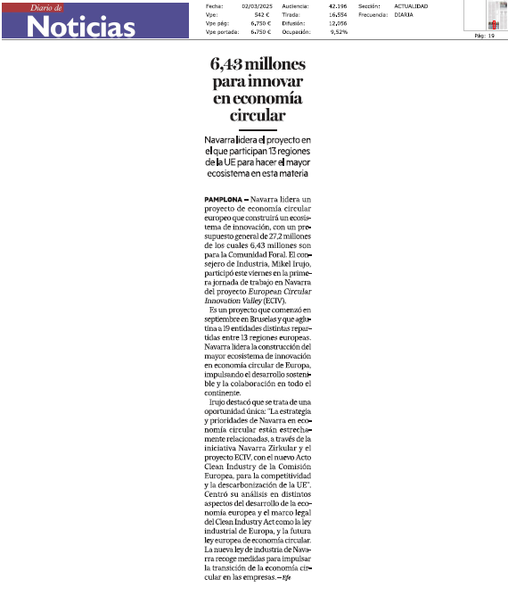 Fotografía del pantallazo de la noticia en la edición impresa del Diario de Noticias