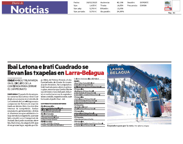Fotografía del pantallazo de la noticia en la edición impresa del Diario de Noticias 