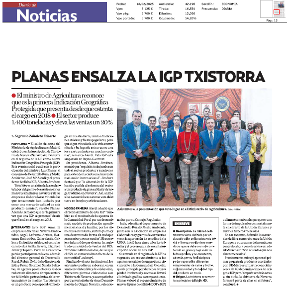 Fotografía del pantallazo de la noticia en la edición impresa del Diario de Noticias 