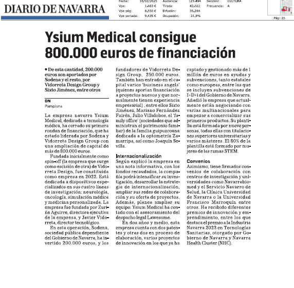 Fotografía del pantallazo de la noticia en la edición impresa del Diario de Navarra