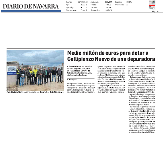 Fotografía del pantallazo de la noticia en la edición impresa del Diario de Navarra