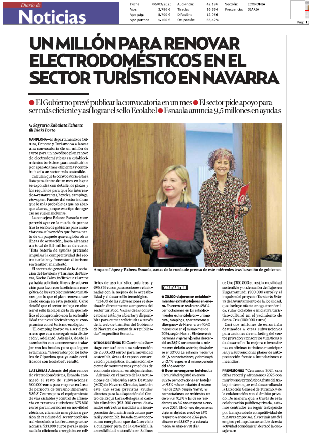 Fotografía del pantallazo de la noticia en la edición impresa de Diario de Noticias