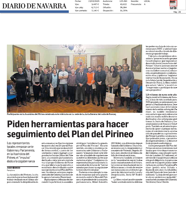 Fotografía del pantallazo de la noticia en la edición impresa de Diario de Navarra