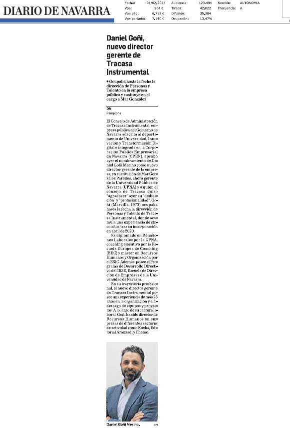 Fotografía del pantallazo de la noticia en la edición impresa de Diario de Navarra