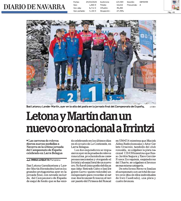 Fotografía del pantallazo de la noticia en la edición impresa de Diario de Navarra