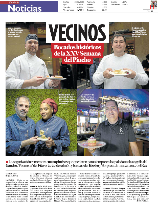 Fotografía del pantallazo de la noticia en la edición impresa de Diario de Noticias