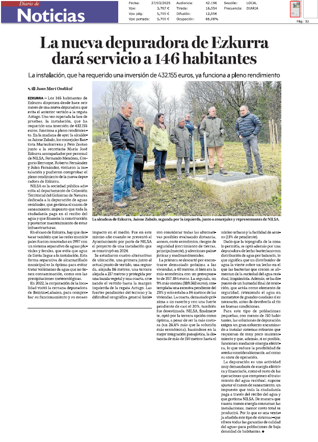 Fotografía del pantallazo de la noticia en la edición impresa del Diario de Noticias 