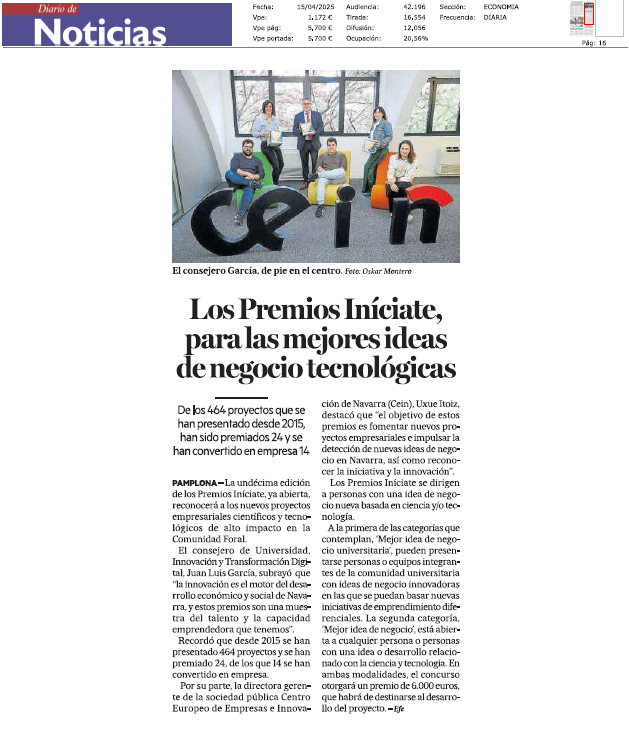 Fotografía del pantallazo de la noticia en la edición impresa de Diario de Noticias 