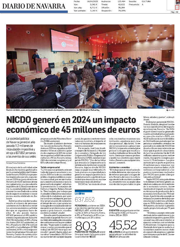 Fotografía del pantallazo de la noticia en la edición impresa del Diario de Navarra
