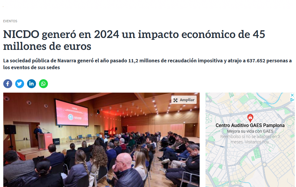 Fotografía del pantallazo de la noticia en la edición online de Diario de Navarra