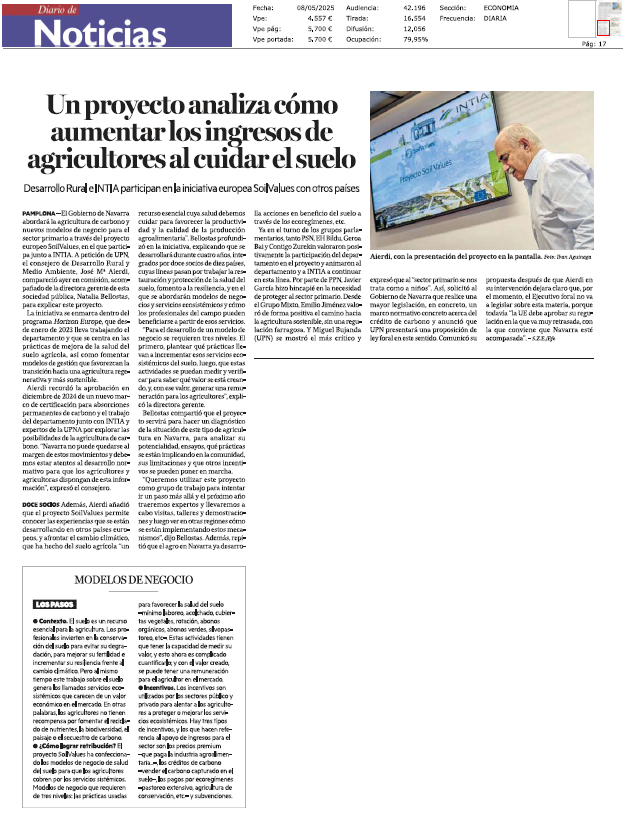 Fotografía del pantallazo de la noticia en la edición impresa de Diario de Noticias