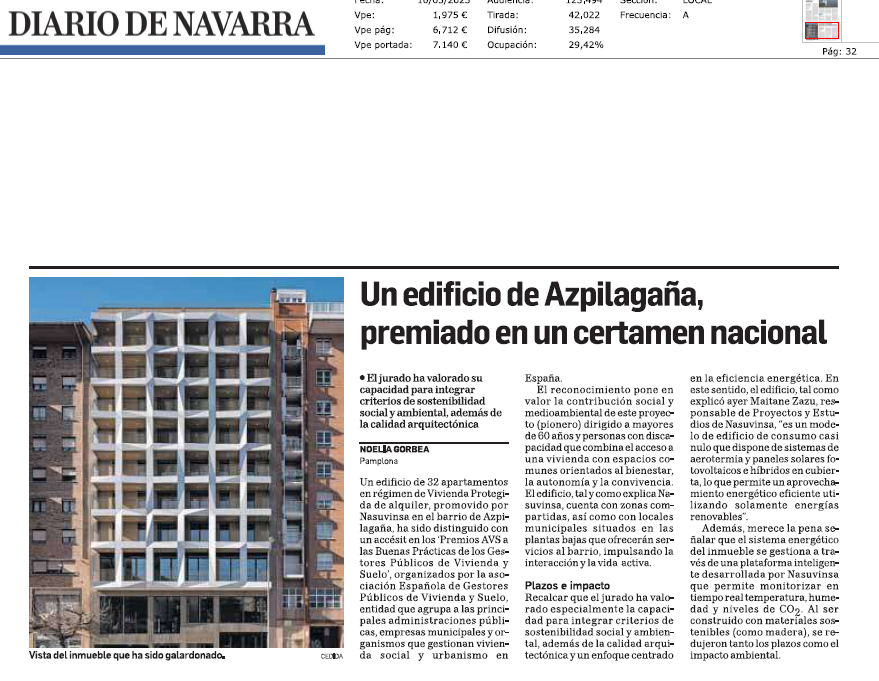 Fotografía del pantallazo de la noticia en la edición impresa de Diario de Navarra