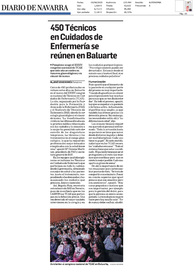 Fotografía del pantallazo de la noticia en la edición impresa del Diario de Navarra