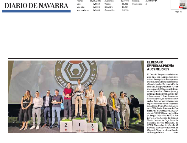 Fotografía del pantallazo de la noticia en la edición impresa del Diario de Navarra