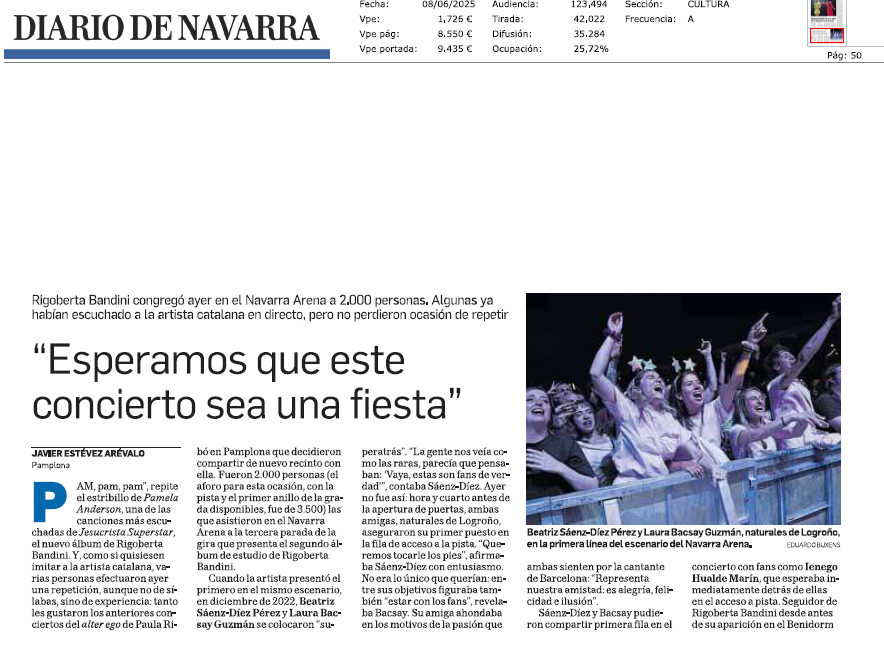 Fotografía del pantallazo de la noticia en la edición impresa del Diario de Navarra