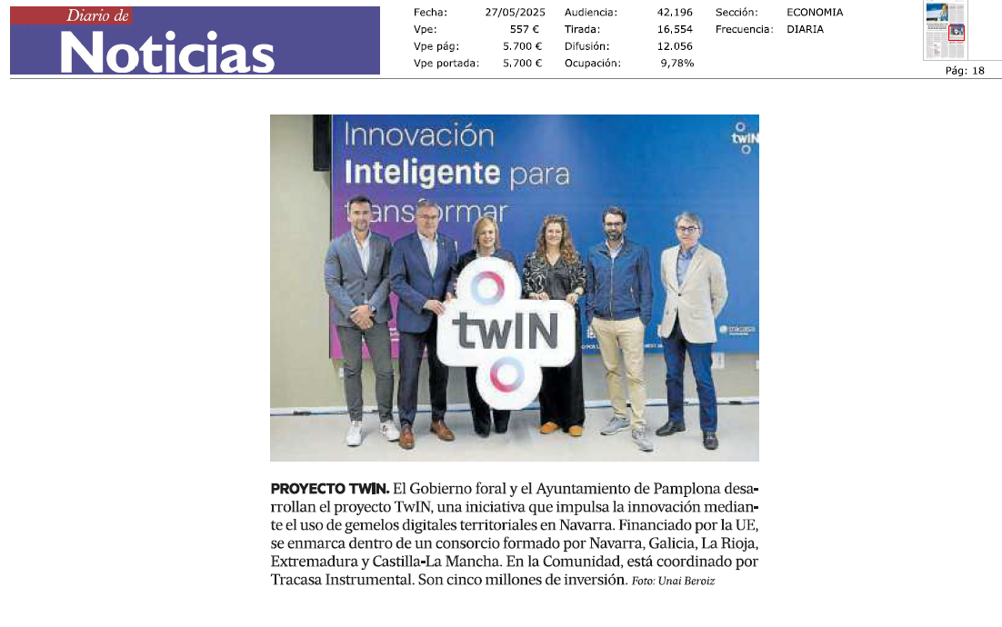 Fotografía del pantallazo de la noticia en la edición impresa del Diario de Noticias