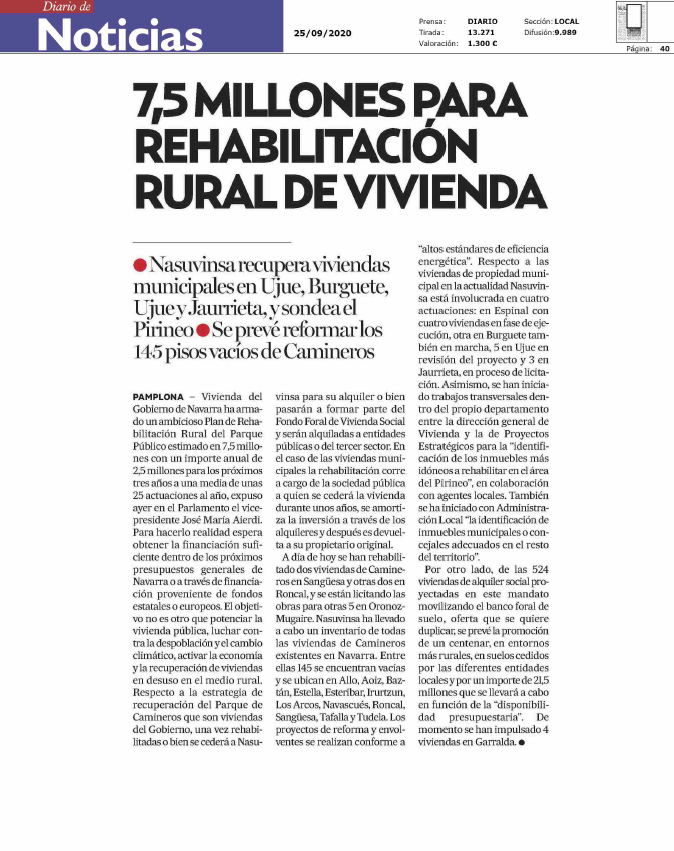 Noticia en la edición impresa del Diario de Navarra