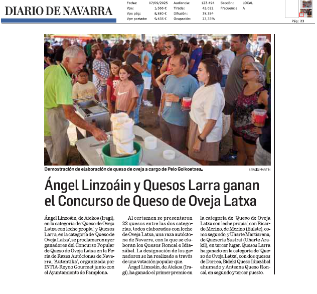 Fotografía del pantallazo de la noticia en la edición impresa del Diario de Navarra