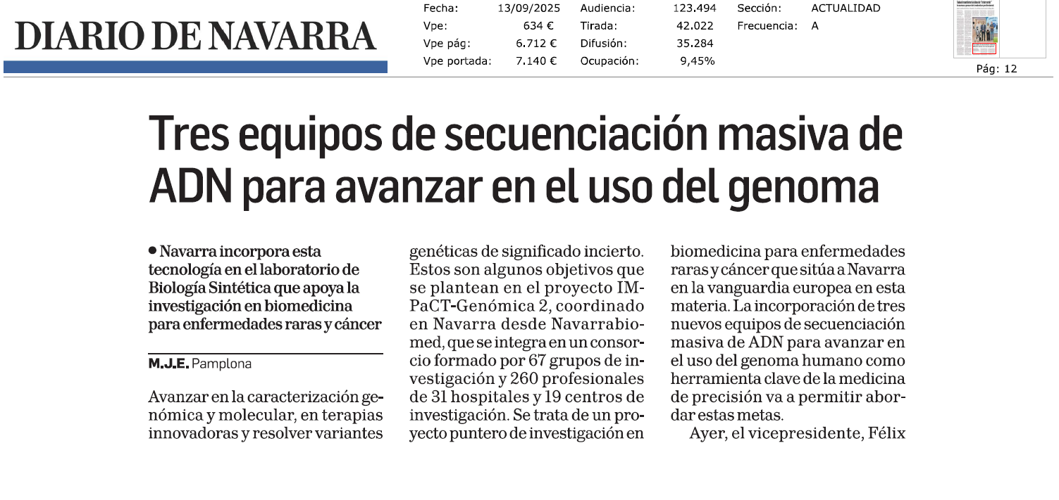 Fotografía del pantallazo de la noticia en la edición impresa del Diario de Navarra