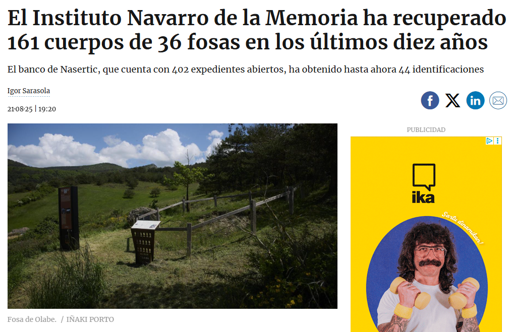 Fotografía del pantallazo de la noticia en la edición online del Diario de Noticias