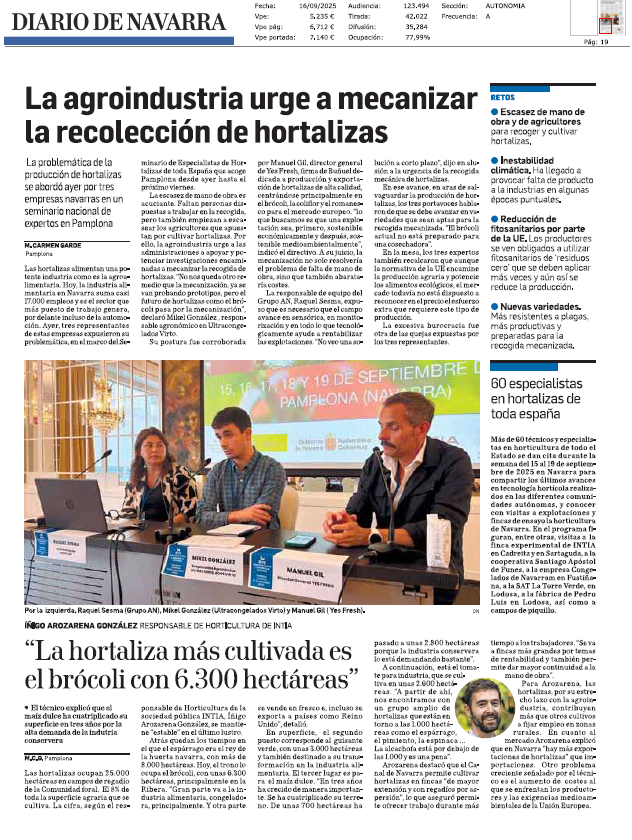 Fotografía del pantallazo de la noticia en la edición impresa del Diario de Navarra
