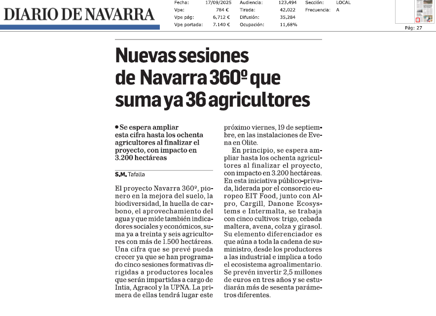 Fotografía del pantallazo de la noticia en la edición impresa del Diario de Navarra
