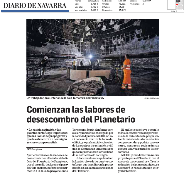 Fotografía del pantallazo de la noticia en la edición impresa del Diario de Navarra