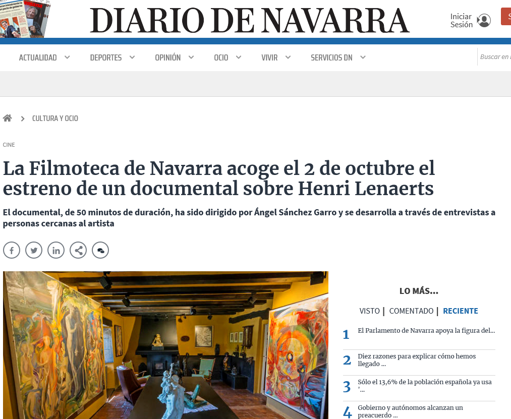 Noticia en la edición online del Diario de Navarra