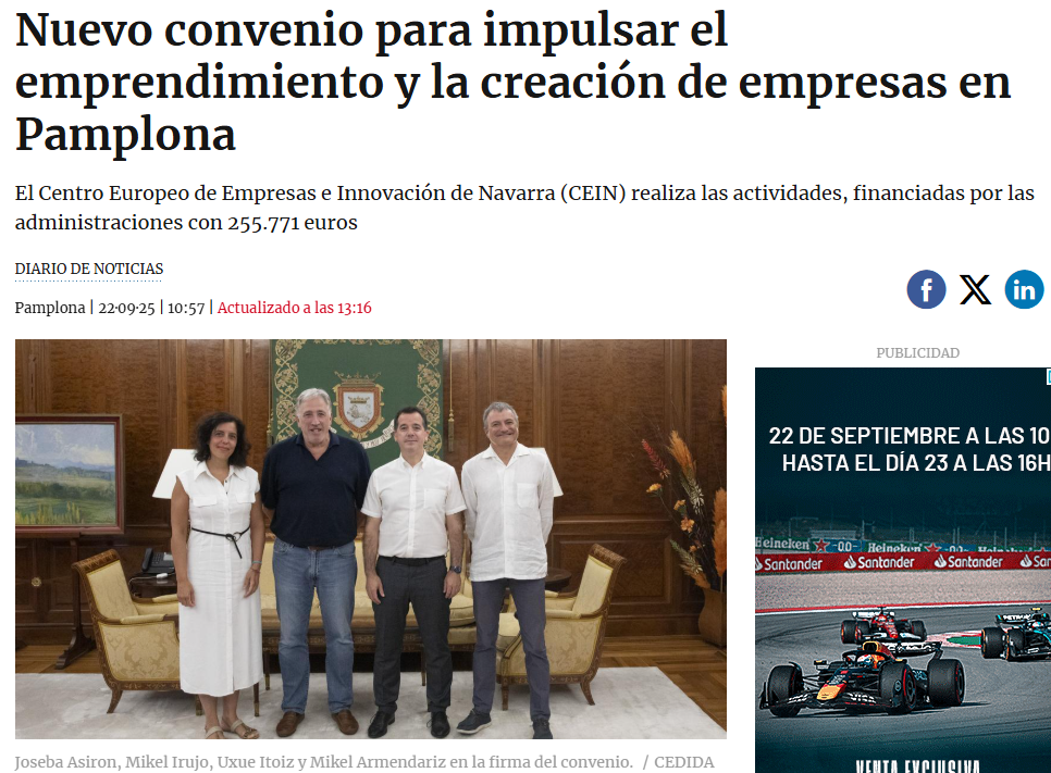 Fotografía del pantallazo de la noticia en la edición online de Diario de Noticias 
